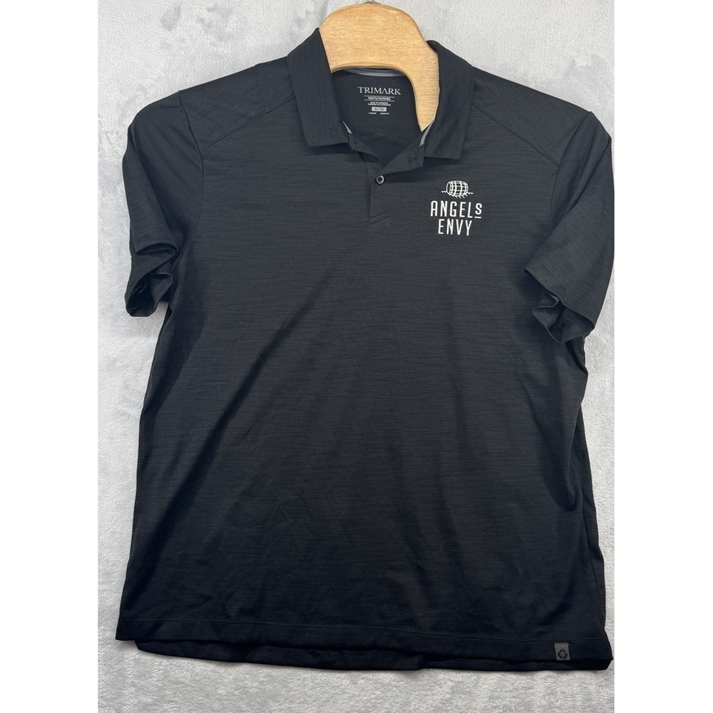 Trimark Angels Envy Burbon Whisky Short Sleeve Polo Shirt Black Men's Size XL